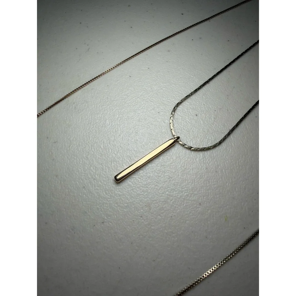 Express Gold Tone Double Layered Vertical Bar Pendant Necklace Minimalist 32 In